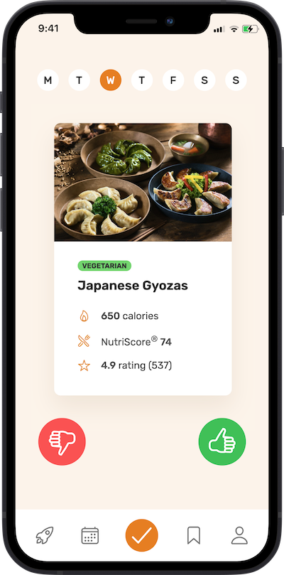 iPhone app meal approving plan scereen